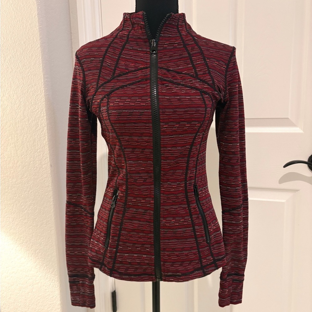 Lululemon Define Jacket Red Patterned Zip-Up Jack… - image 1